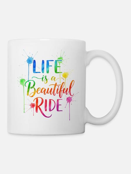 Das Leben ist eine schöne Fahrt Aquarell Design - Tasse - Weiß