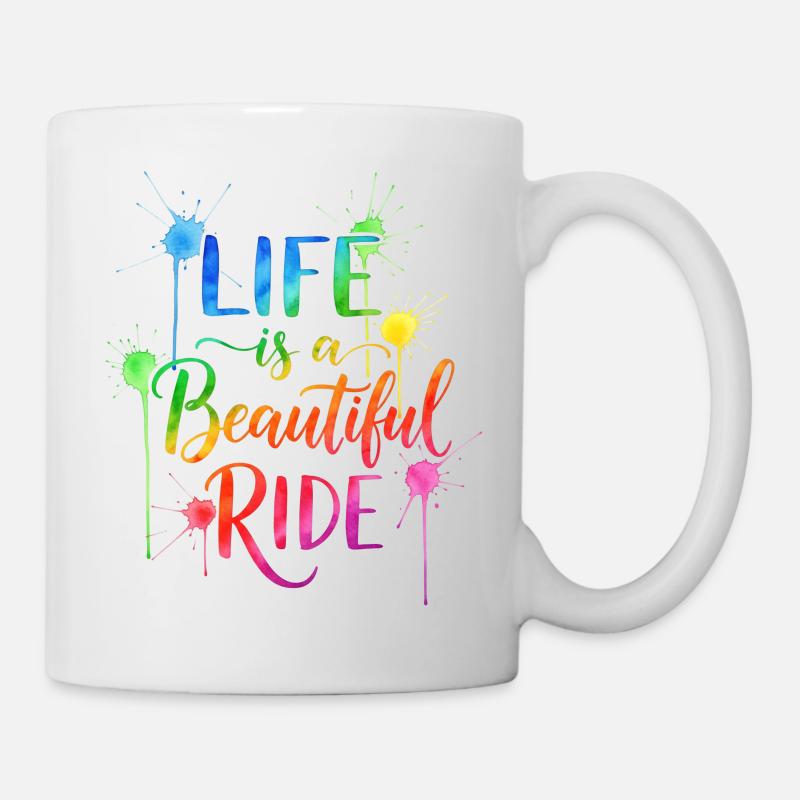 Das Leben ist eine schöne Fahrt Aquarell Design - Tasse - Weiß