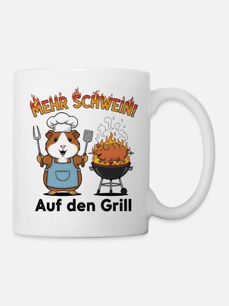 Mehr Schwein! Auf den Grill - Tasse - Weiß