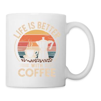 Illustration de joie de vivre avec le café - Mug blanc - blanc - Droite