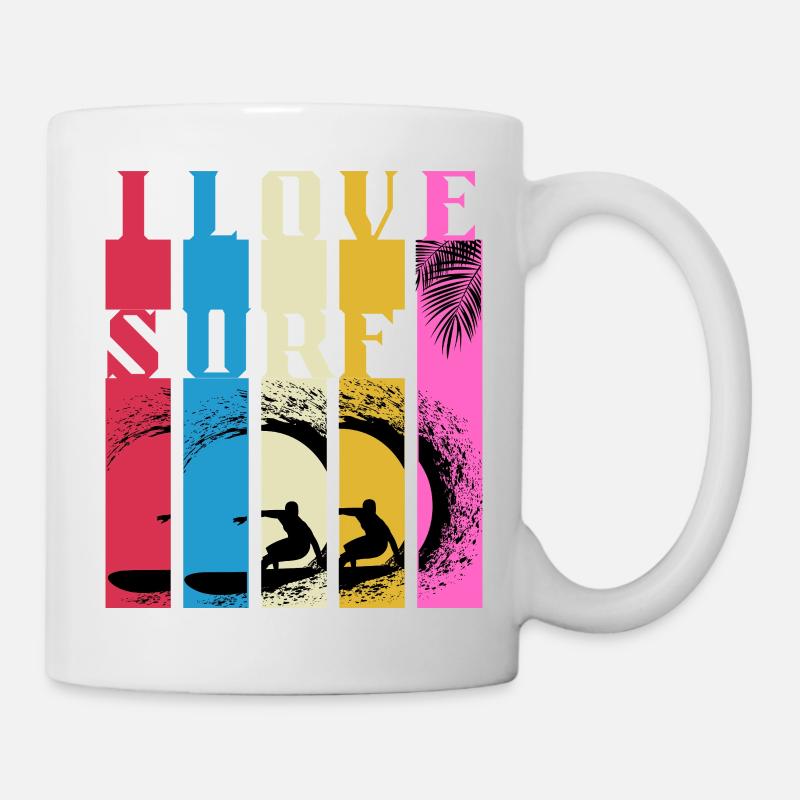 Vagues de Surf Multicolores - Mug blanc - blanc