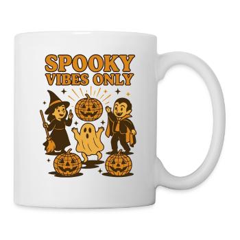Halloween Spooky Vibes Only Kürbis Geist Hexe - Tasse - Weiß - Rechts