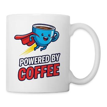 Powered by Coffee Funny Coffee Motif - Mug - white - Right