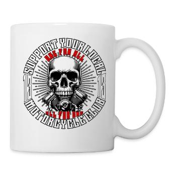 Biker Chopper Motorcyclist Skull with Motor - Mug - white - Right