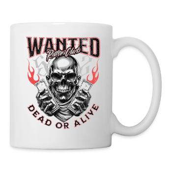 Wanted Biker Skull Dead or Alive Motorrad Chopper - Tasse - Weiß - Rechts
