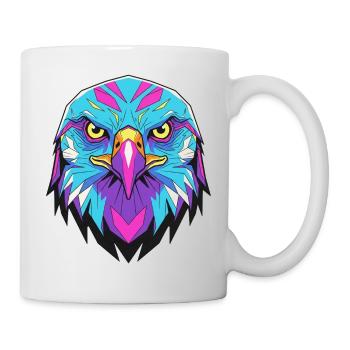 Geometric eagle in neon style - Mug - white - Right