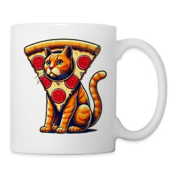 Funny Pizza Cat Fusion Illustration - Mug - white - Right
