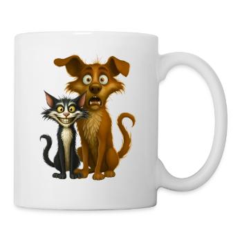 Expressive Cartoon Pets Illustration - Mug - white - Right