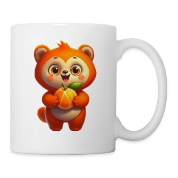Mignon renard de dessin animé tenant des agrumes - Mug blanc - blanc - Droite