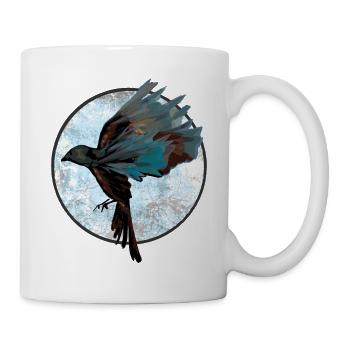 Fantasy Vogel Illustration mit Farbexplosion - Tasse - Weiß - Rechts