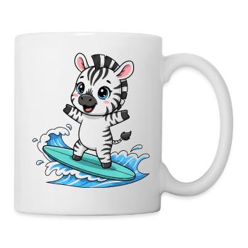 mignon zèbre surfeur dessin animé surf été - Mug blanc - blanc - Droite