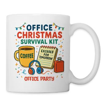 Büro-Weihnachtsfeier-Überlebenskit - Tasse - Weiß - Rechts
