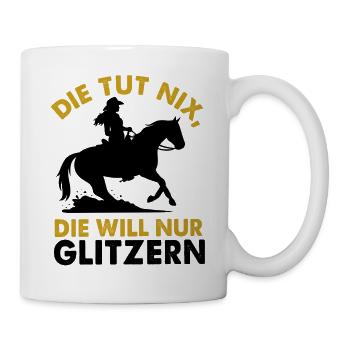 Slidningstop mit Westernpferd und Reiterin - Tasse - Weiß - Rechts