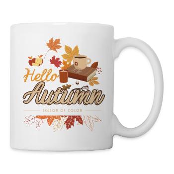 Herbstliche Gemütlichkeit mit Kaffee - Tasse - Weiß - Rechts