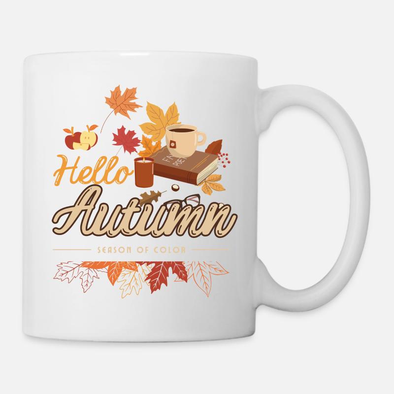 Autumnal cosiness with coffee - Mug - white