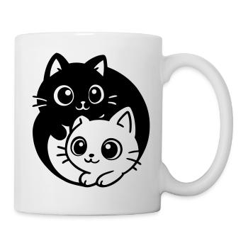 Ying Yang Kawaii Cats Icon - Mug - white - Right
