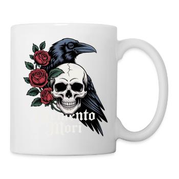 Crâne de Memento Mori & Roses de corbeau - Mug blanc - blanc - Droite