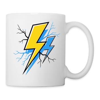 Blau Gelber Strahl - Tasse - Weiß - Rechts