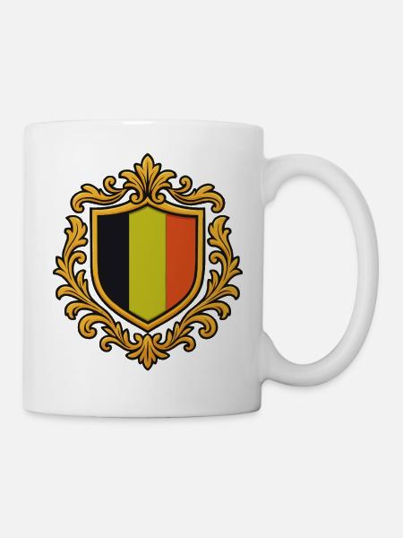 Belgien Wappen Goldrahmen - Tasse - Weiß