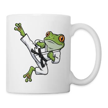 Skurriler Frosch Kröte Unke Karate Martial Arts - Tasse - Weiß - Rechts