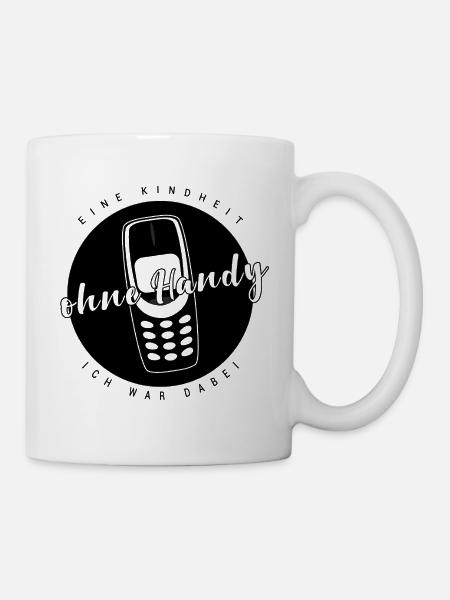 Without mobile phone retro phone design, 90s - Mug - white