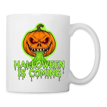 Halloween kommt: Grusel-Pumpkin mit Neon-Schleim - Tasse - Weiß - Rechts