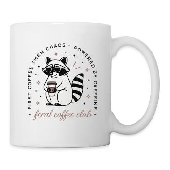 Raccoon drinking coffee club funny sarcastic humor - Mug - white - Right