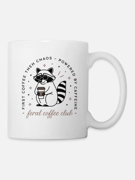 Waschbär trinkt Kaffee Club lustiger sarkastischer Humor - Tasse - Weiß