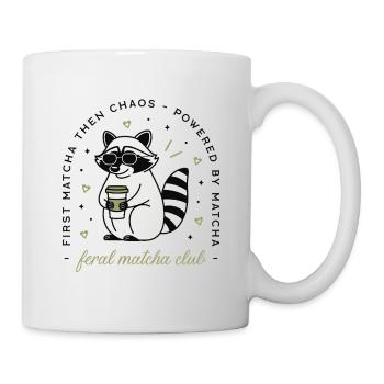 Raccoon with matcha tea humor kawaii aesthetic - Mug - white - Right