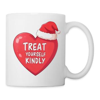 Bubble Heart with Santa Hat Treat Yourself Kindly - Mug - white - Right