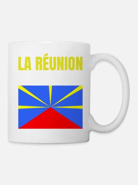 T-shirt drapeau La Réunion volcan - Mug blanc - blanc