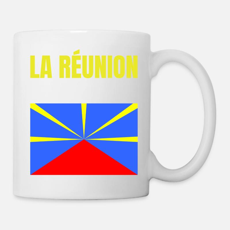 T-shirt drapeau La Réunion volcan - Mug blanc - blanc