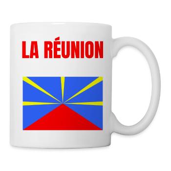 T-Shirt mit Vulkanflagge auf der Insel La Réunion - Tasse - Weiß - Rechts
