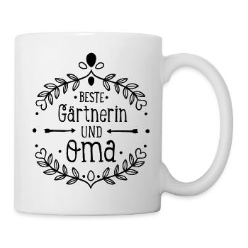 Beste Gärtnerin und Oma Geschenk Hobbygärtnerin - Tasse - Weiß - Rechts