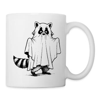 Waschbär im Geisterkostüm Illustration - Tasse - Weiß - Rechts