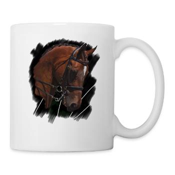 Horse portrait with riding reins - Mug - white - Right