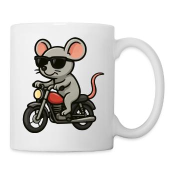 Motorrad-Maus mit Sonnenbrille - Tasse - Weiß - Rechts