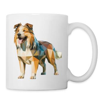 Australian Shepherd - Cooles Low Poly Logo - Tasse - Weiß - Rechts