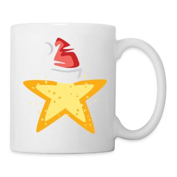 Weihnachtsstern mit Santa Mütze Illustration - Tasse - Weiß - Rechts