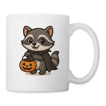 Raccoon with Halloween basket - Mug - white - Right