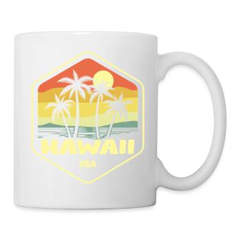 Hawaii Palmiers Crépuscule Vintage - Mug blanc - blanc - Droite