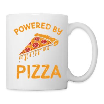 Powered by Pizza Funny Food T-Shirt - Mug - white - Right