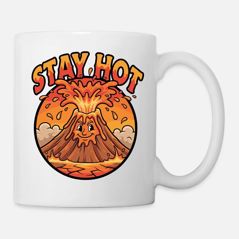 Bleib Heiß Vulkan Cartoon - Tasse - Weiß