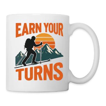 Ski Touring Motif - Earn Your Turns Mountain Adventure - Mug - white - Right