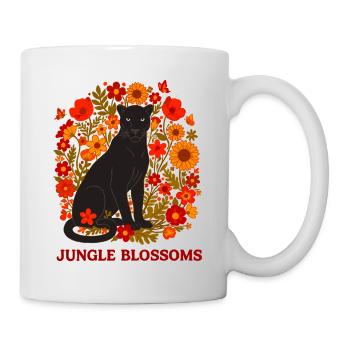 Panthère Noire et Jungle Fleurs botanique - Mug blanc - blanc - Droite