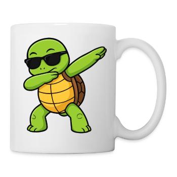 Dab Turtle mit Sonnenbrille - Tasse - Weiß - Rechts