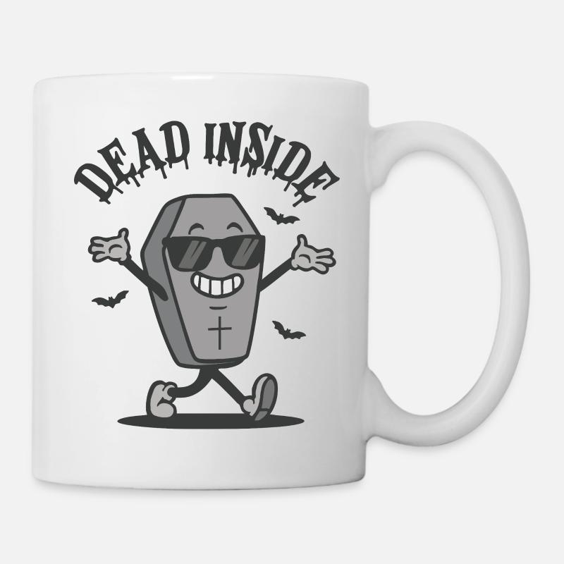 Dead Inside – Happy Coffin Halloween Design - Mug - white