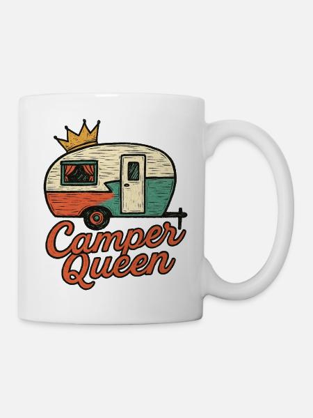 Caravane rétro Camper Queen - Mug blanc - blanc