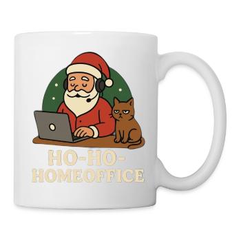 Weihnachtsbüro Santa Katze Illustration - Tasse - Weiß - Rechts