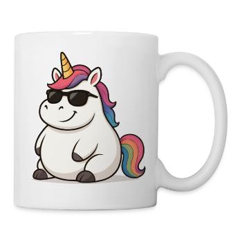 Fat Einhorn mit Sonnenbrille - Tasse - Weiß - Rechts